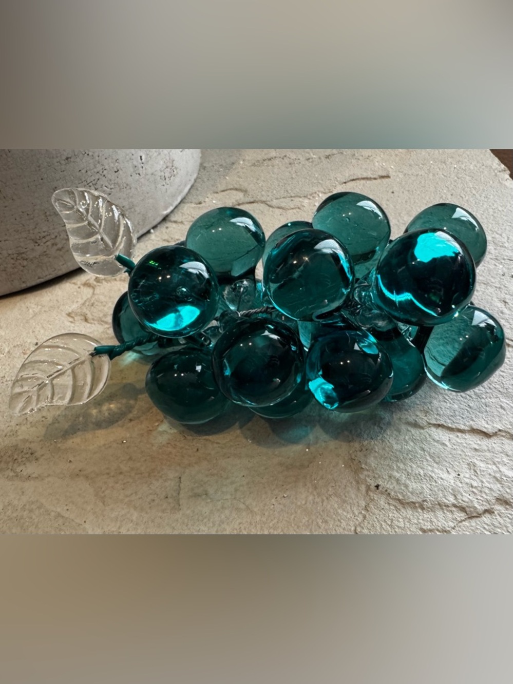 Vintage 1960-1970’s Teal Glass Grape Cluster